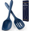 HOTEC Heat Resistant Silicone Cooking Spoon Spatula, Large Solid and Slotted Spoons, Non-stick, Dishwasher Safe,