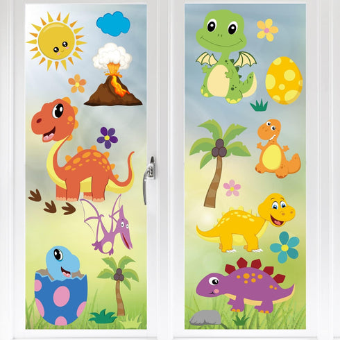 CCINEE 85 PCS Dinosaur Window Cling Decals for Kids, Assorted Cute Dinosaur Stickers