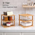 2 Pack Shelf,3 Bamboo Corner Tier Kitchen Cabinet Organizer for Plates and Dishes,Pantry Storage and Spice RackNatural