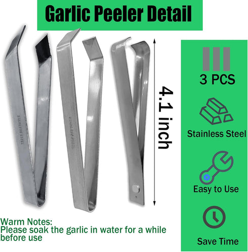 JuGeoZhi 3 Set Garlic Peeler - Pcs Garlic Skin Remover Stainless Garlic Tweezers Easy Faster Kitchen Tools