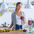 OVENTE Electric Personal Portable Blender, 18 Ounce Drink Mixer with Glass Jar and Stainless Steel Blades (Turquoise)