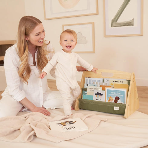 ZICOTO Decorative Wooden Bookshelf with Handle for Kids Rooms - Keeps Books Neatly Organized & Within Reach