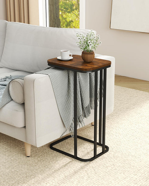 27 Inches KJGKK C Shaped End Table, High Small Side Table for Sofa and Bed, Couch Table Slides Under, Tall Tv Tray