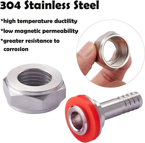 Stainless Steel 304 Beer Keg Coupler Fitting & Check Valve, Beer Keg Coupler Accessories Kit for Sankey Couplers