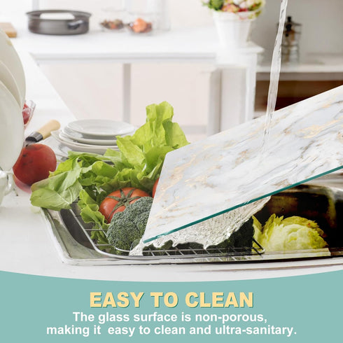 Tempered Glass Cutting Board for Kitchen - 16x12 inch Clear Cutting Board for Countertop, Glass Tray - Scratch, Heat, and Shatter Resistant - Easy to Clean and Durable by VASUHOME
