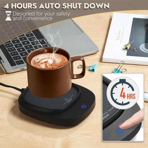Off,3 Settings, Mug Warmer for Coffee and Tea, Cup Warmer for Desk with Auto Shut Temperature Smart Coffee Warmer Plate