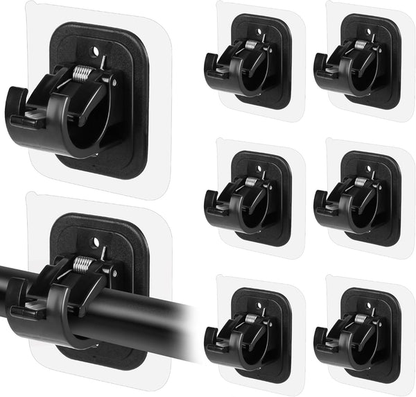 8PCS No Drill Curtain Rod Brackets, Self Adhesive Curtain Rod Holder Hooks, Nail Free Curtain Rod Hooks for Bathroom