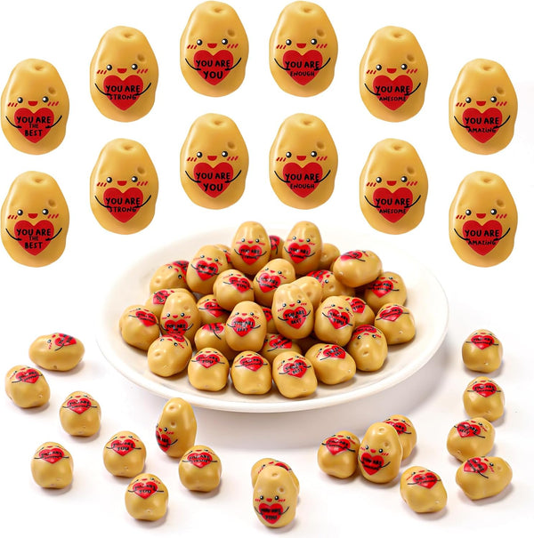 Briwooody 60 Pcs Employee Potato Inspirational Resin Potato with Hug Realistic Affirmative Potatoes
