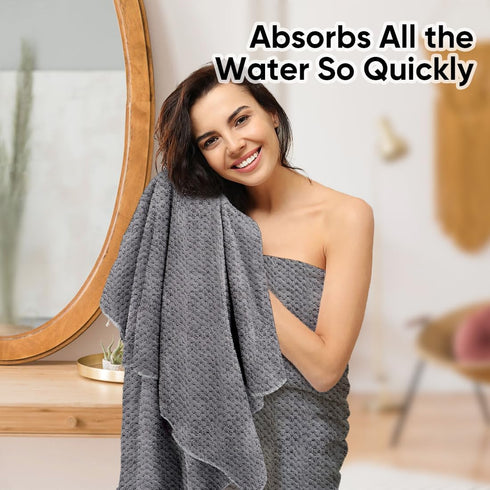 2 Pack, Set, HOMEXCEL Grey Bath Towels Microfiber Bathroom Towel, Super Soft Highly Absorbent Bath Towel Quick Drying