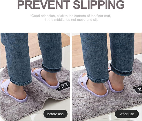 Rug Grippers, Never Curl Non Slip Reusable Carpet Stickers for Area Rugs, Keep Your Rug in Place (Black, 4Pcs)