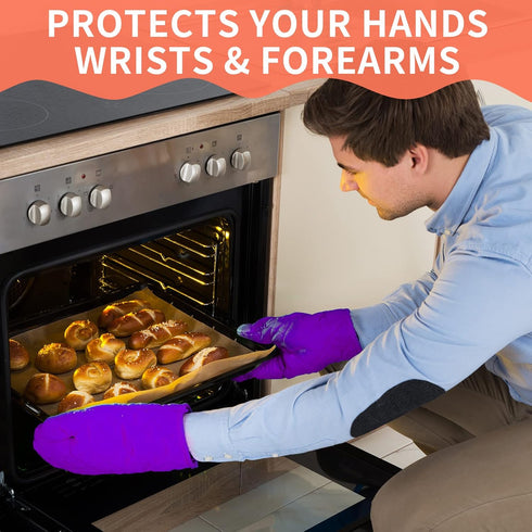 Nuogo 9 Pair Oven Mitts - Quilted Terry Cloth Lining Extra Long Heat Resistant Kitchen Gloves, 11 Inch