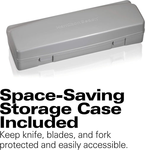Hamilton Beach Electric Knife Set for Carving Meats, Poultry, Bread, 5Ft Cord, White, Storage Case + Fork Included