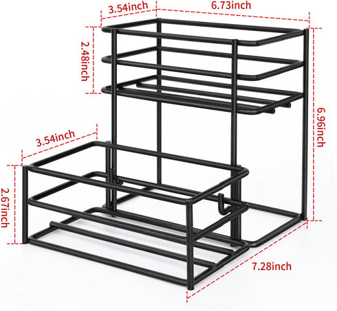 Coffee Syrup Organizer Rack (4 Bottle Capacity) for Kitchen, Small Wine Rack for Bar, Storage for Syrup, Wine, Dressing