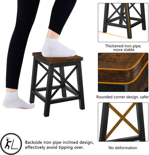 500 lbs YINMIT Step Stools for Adults and Kids, Wooden Small Step Stool with Non-Slip Feet, Rectangular Stepping Stool