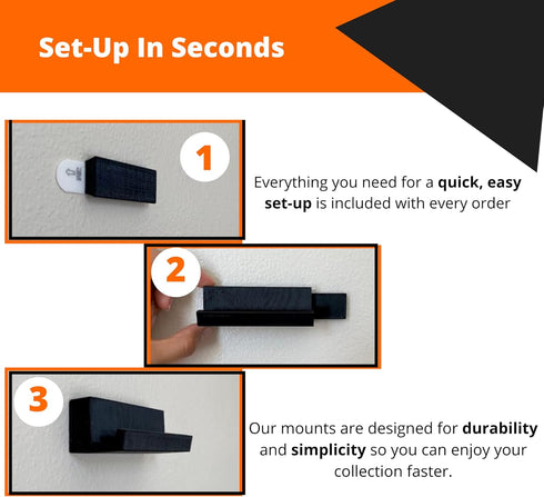 Vinyl Record Wall Mount, 5 Pack Floating Shelf for Black & White Album Display, No Wall Damage