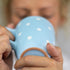 City to Cottage Ceramic Cappuccino Mug - 10oz Coffee Mug with Large Handle for Latte, Sky Baby Blue Polka Dot