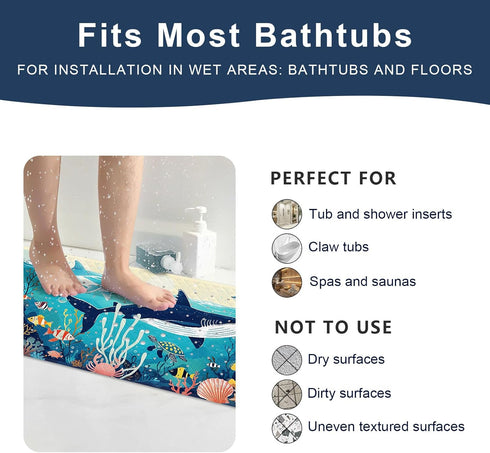 40"x16" XIYUNTE Baby Bath Mat for Tub Non Slip Kids Bath Mat - Extra Long Bathtub Mat Non Slip Kids, Eco-Friendly