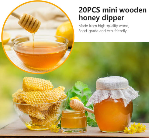25Pcs Honey Dipper Sticks - Wooden Mini Honeycomb Stick, 3 Inch, Honey Stirrer for Wedding Party Present