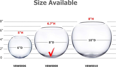 WGV Bowl Glass Vase, 8" Diameter, 6.5" Height, Clear Bubble Planter for Wedding Event Home Decor