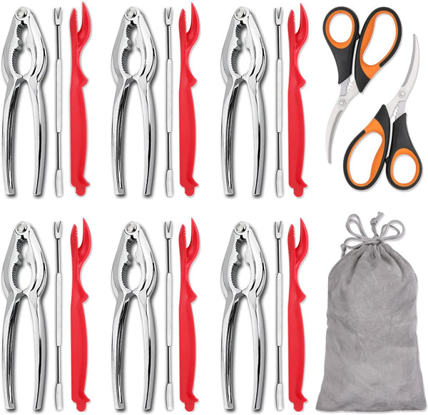 Hiware 20-piece Seafood Tools Set includes 6 Crab Crackers, 6 Lobster Shellers,