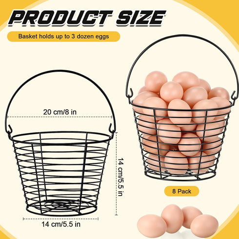 8 8" Tandefio Pcs Egg Basket for Storage Collecting Carrying and Transporting Chicken and Duck Eggs, Farm Grade Wire