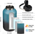 BJPKPK 1 Gallon Insulated Water Bottle, Dishwasher Safe 128oz Large Jug with Metal Handle & BPA Free Spout Lid, Blue