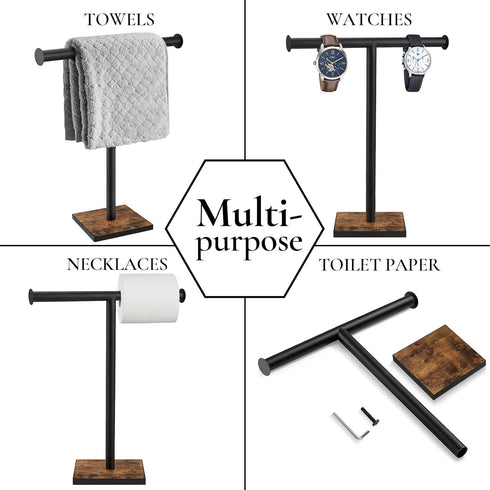 Hand Towel Holder Stand, Bathroom Towel Rack with Weighted Base, T-Shape Standing Towel Racks for Kitchen