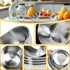 BILLIOTEAM 6 Pcs Round Stainless Steel Sauce Dishes, Mini Appetizer Plates, Sushi Dipping Bowls (3.15 x 1.18 Inch)