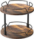 KLM 12" Wood Lazy Susan, Rotating Spice Rack, 2 Tier Spice Turntable