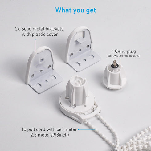 Upgrade 28mm Roller Blind Brackets, Heavy Duty Fittings Spare Kit with Blind Chain, White
