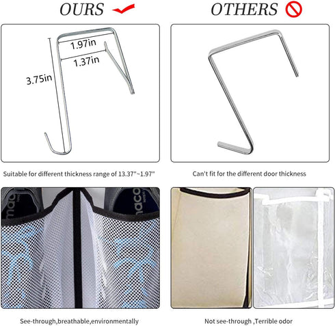 KEEPJOY Over The Door Shoe Organizer 2 Pack, Mesh Pockets Hanging Shoe Rack with Hooks