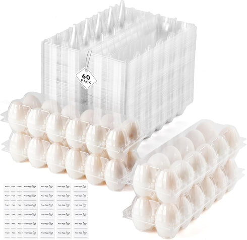 YIFIHGE 60 Pack Duck Egg Cartons Jumbo Egg Cartons Cheap Bulk with Sticker