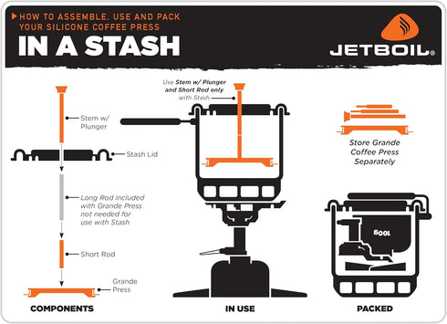 Jetboil Silicone French Press Coffee Maker | Camping and Backpacking Stoves, 1000 milliliters Grande