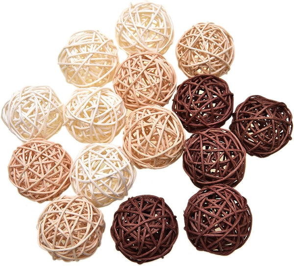 Pomeat 15pcs Wicker Rattan Balls Decorative Orbs for Table Decor, Wedding Party Decoration, Centerpiece Bowls
