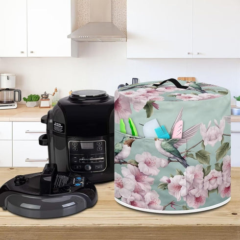 Hummingbird Light Pink Peach Blossom Rice Cooker Cover for 3Qt Instant Pot, Lightweight with Handle and Pocket