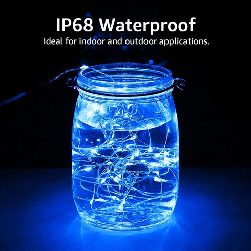 16 Pack IP68 7ft Olafus Blue Fairy Lights Battery Operated, Waterproof Mini String Light, Small LED Bottle Light