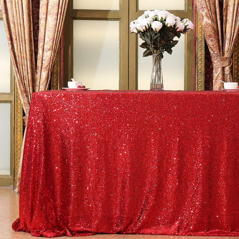 Eternal Beauty Red Square Sequin Tablecloth, Sparkly Overlay for Wedding Party Birthday Baby Shower Christmas 48"x48"
