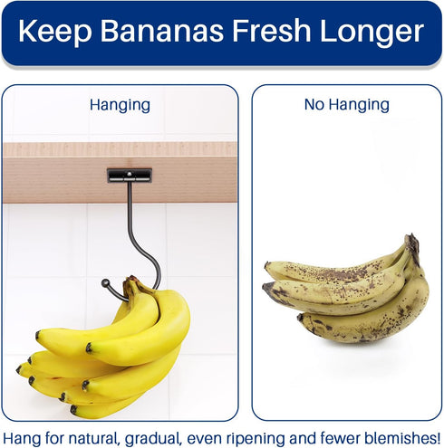 Josmimic Counter 13 LB, Under Cabinet Banana Hook Foldable - Adhesive Banana Holder, Foldable with Magnets When Not