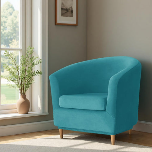 2 Deisy Dee Piece Velvet Club Chair Slipcover Stretch Barrel Chair Covers Accent Chair Cover Removable Couch Furniture