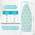 Wide Ironing Board Cover and Pad, 18 x 49 inch Heat Reflective with Hook and Loop Fasteners, Green Leaf