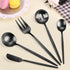 LAZAHOME 5-Piece Matte Black Serving Utensils Set, Stainless Steel Flatware for Dinner Parties, Dishwasher Safe