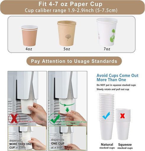 3oz-6oz Cup Dispenser, Wall Mounted Mouthwash Cup Dispenser Fit Disposable Cups, Pull Type Water Cooler Cup Holder