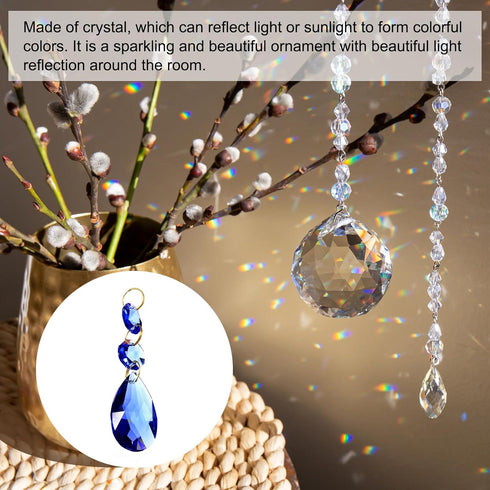 5 Pack 38mm 14mm PATIKIL Clear Crystal Teardrop, Chandelier Prisms Parts Hanging Beads with Octagonal Bead