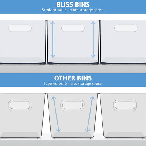 STORi Bliss 10" x 6" Open Clear Pantry Organizer Bin, Plastic Containers with Handle for Kitchen, Fridge, Bathroom