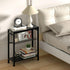 7.1"D 17"W 21.7"H, Side Table for Small Spaces, Narrow End Table with Adjustable V-Shaped Magazine Rack, x x Black