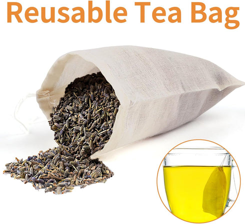 40 Pcs Empty Spice Bags for Cooking Soup, Reusable Tea Bags for Loose Tea, 4x6 Inch Natural Muslin Drawstring