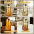 FANKAQI 1.8L Amber Glass Pitcher with Lid Bark Texture Design, Borosilicate Heat & Cold Resistant Glass Water Pitcher