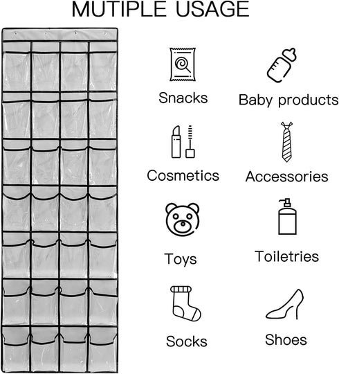 28 1 Pack Closet 4 Large Transparent Pockets Over The Door Shoe Organizer Sturdy Hanging Shoe Rack for Door Sneakers