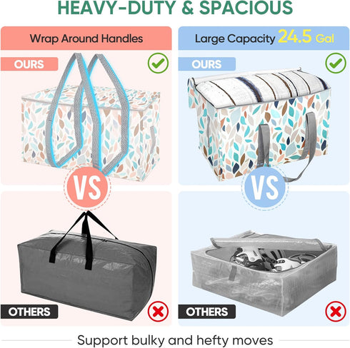 6-Pack 6-Pack) BALEINE Oversized Moving Bags with Reinforced Handles, Heavy-Duty Storage Tote for Clothes, Moving
