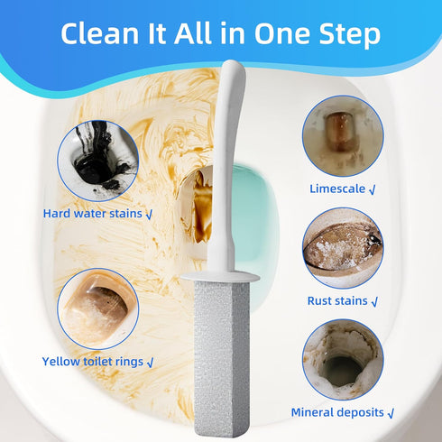 LZLOOK Set Toilet Brush and Holder with Pumice Stone Long Handle Toilet Bowl Brush, Anti-Splash Scrubber, Ventilated